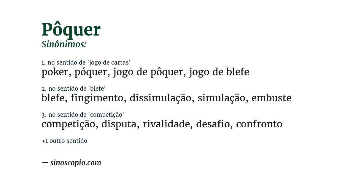 Sinônimo de pôquer