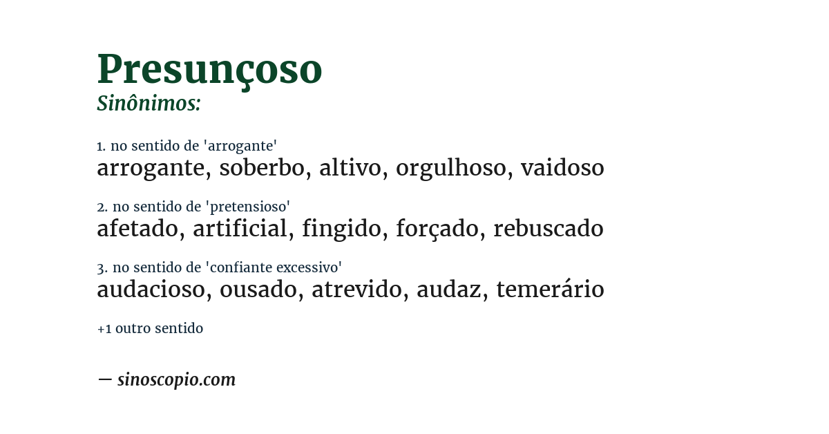Sinônimo de presunçoso