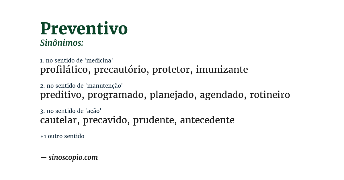 Sinônimo de preventivo