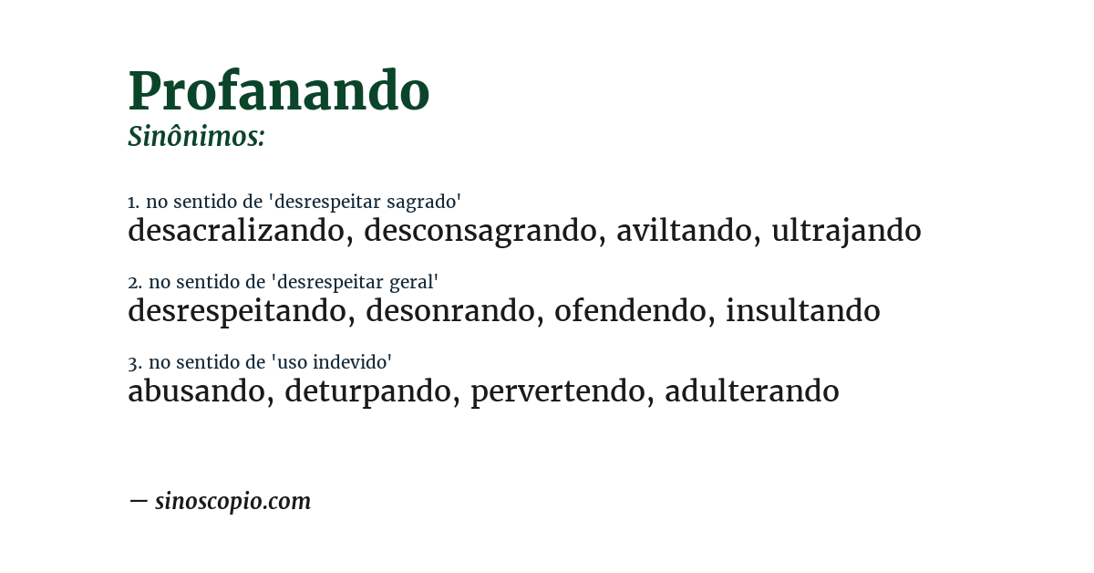Sinônimo de profanando