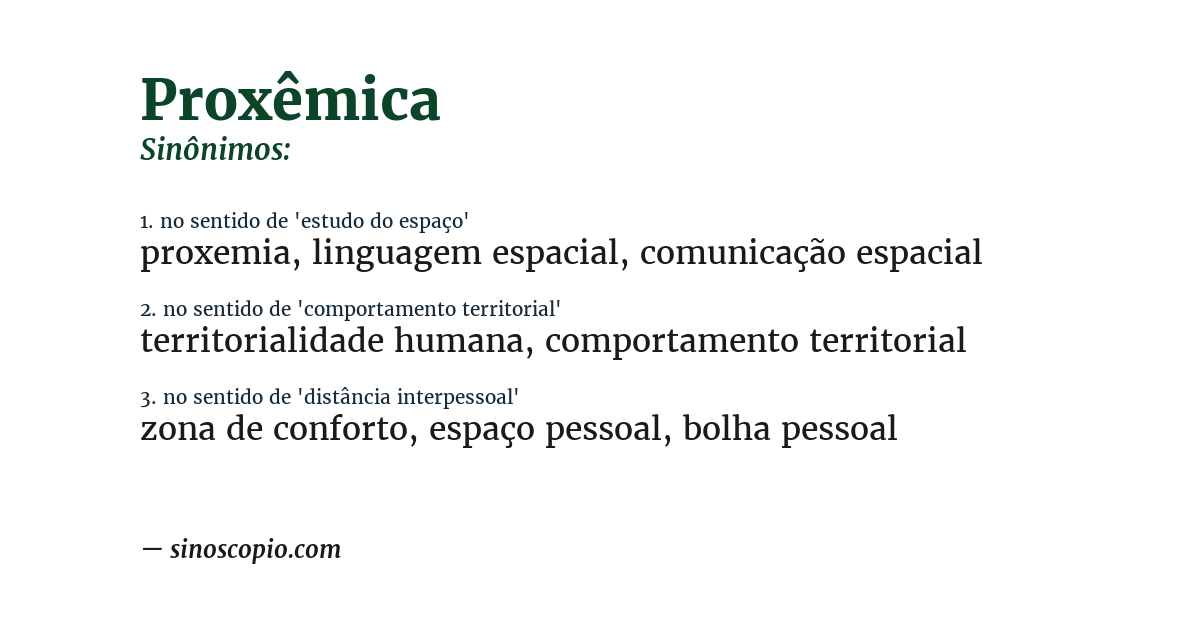 Sinônimo de proxêmica