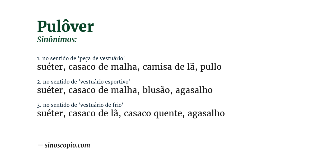 Sinônimo de pulôver