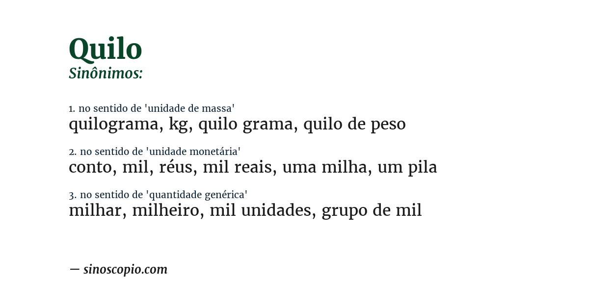 Sinônimo de quilo