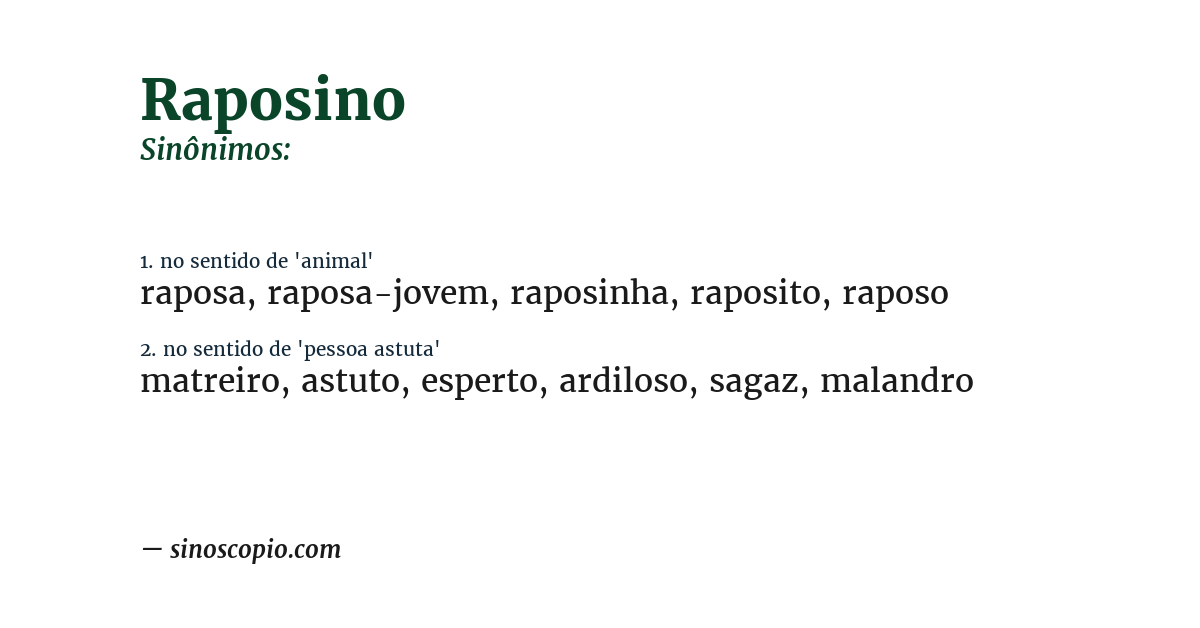 Sinônimo de raposino