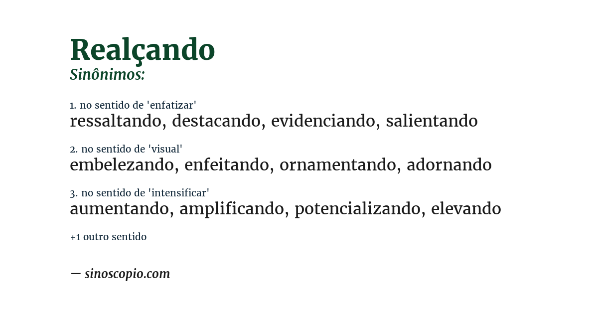 Sinônimo de realçando