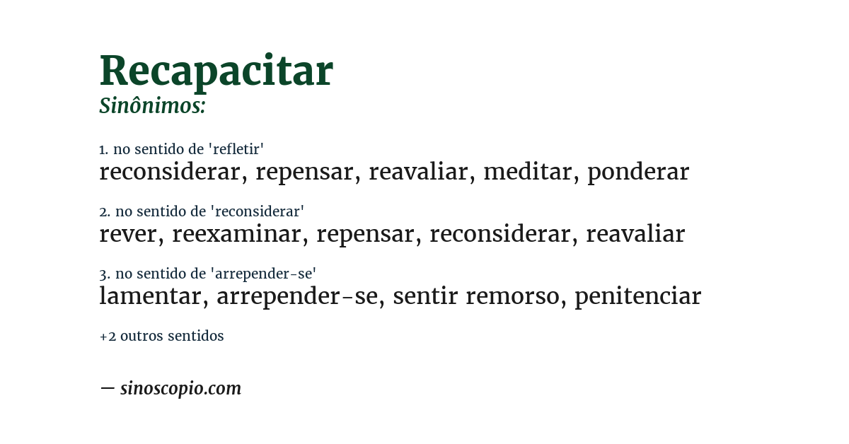 Sinônimo de recapacitar