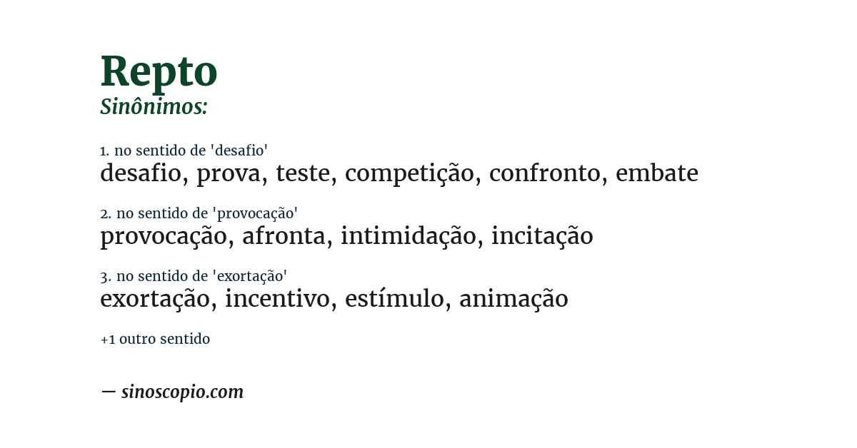 Sinônimo de repto