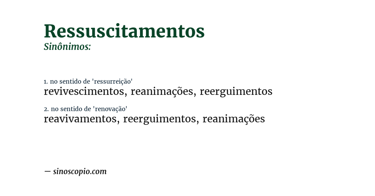Sinônimo de ressuscitamentos