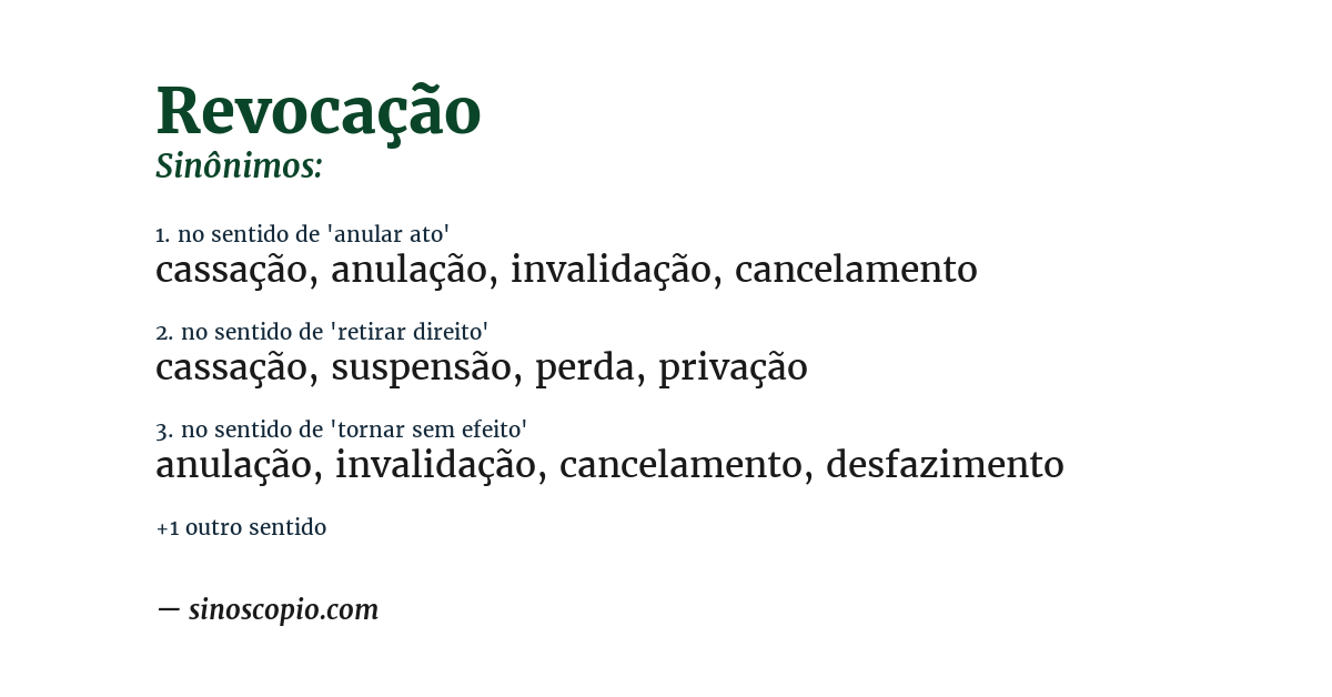 Sinônimo de revocação
