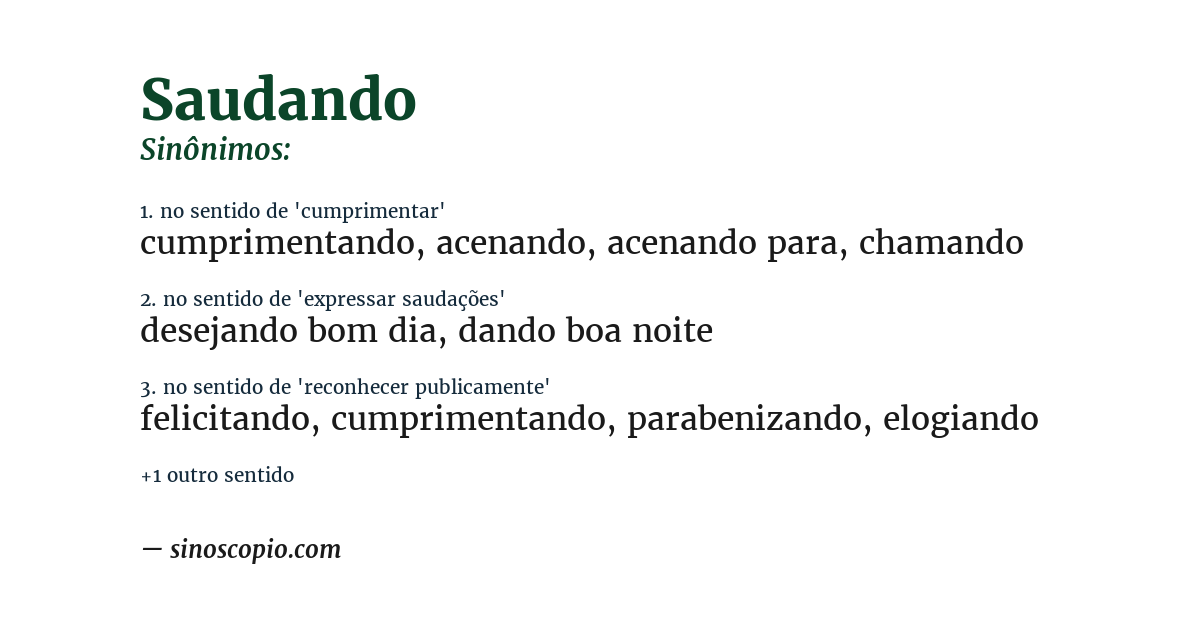 Sinônimo de saudando