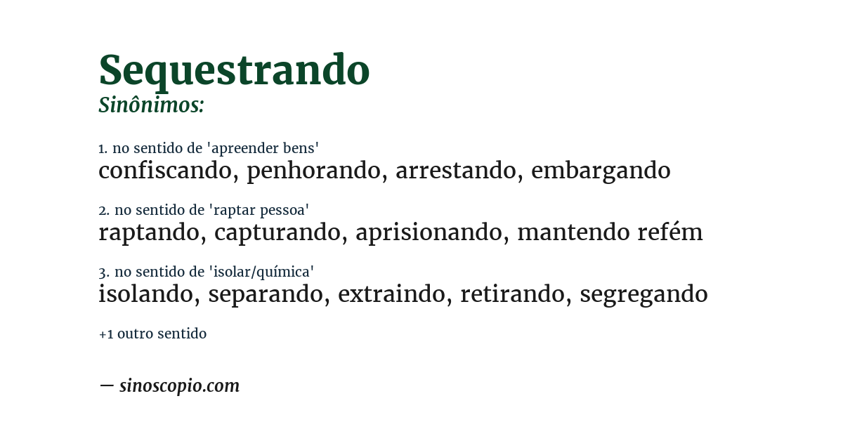 Sinônimo de sequestrando