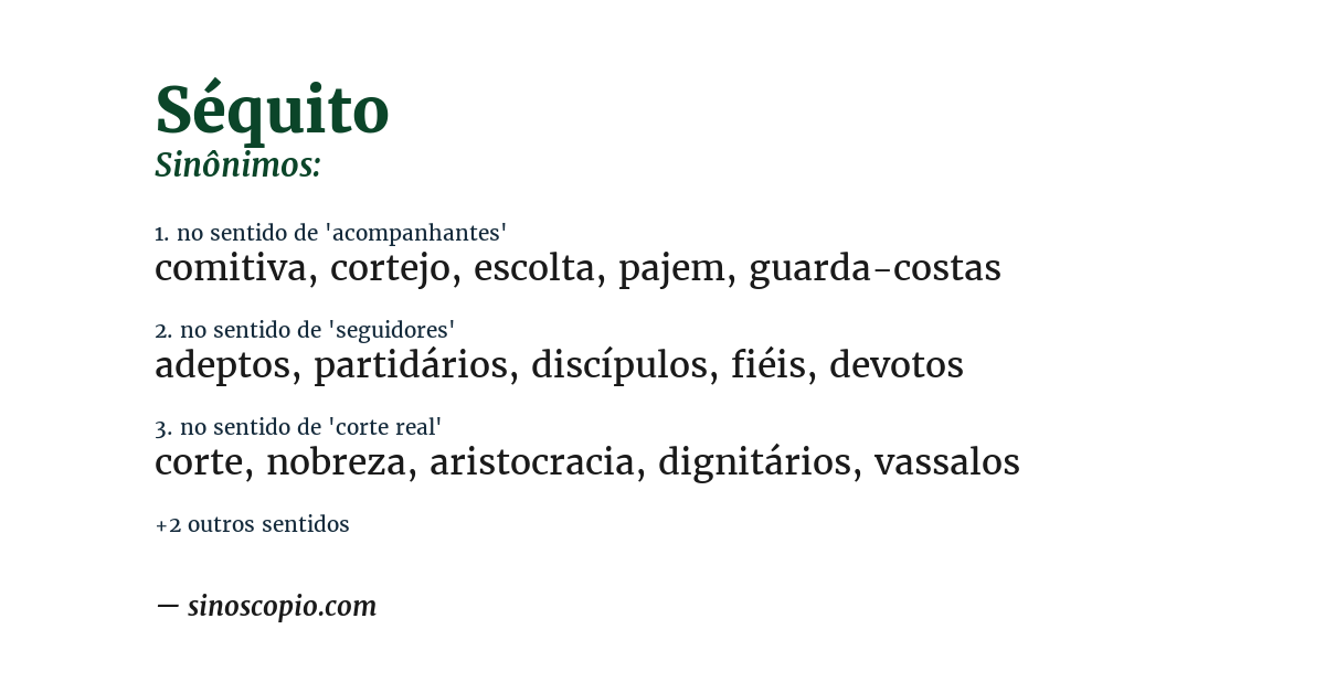 Sinônimo de séquito