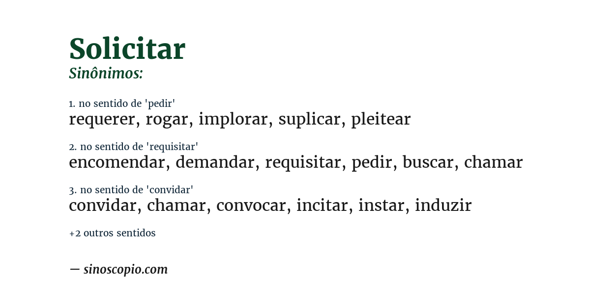 Sinônimo de solicitar