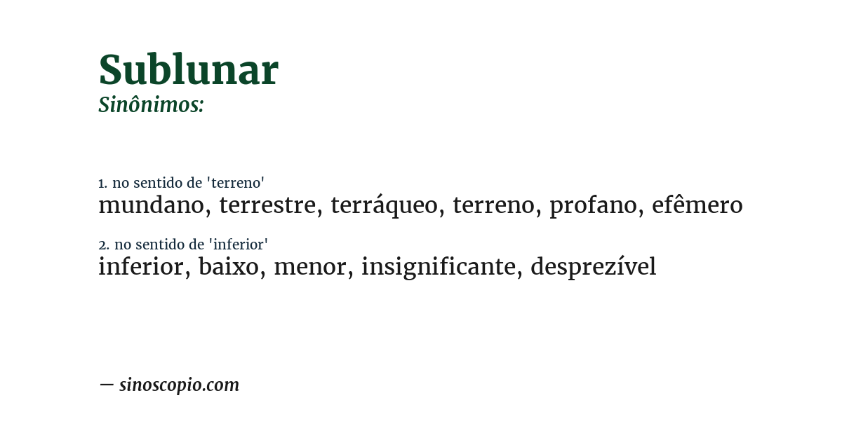 Sinônimo de sublunar