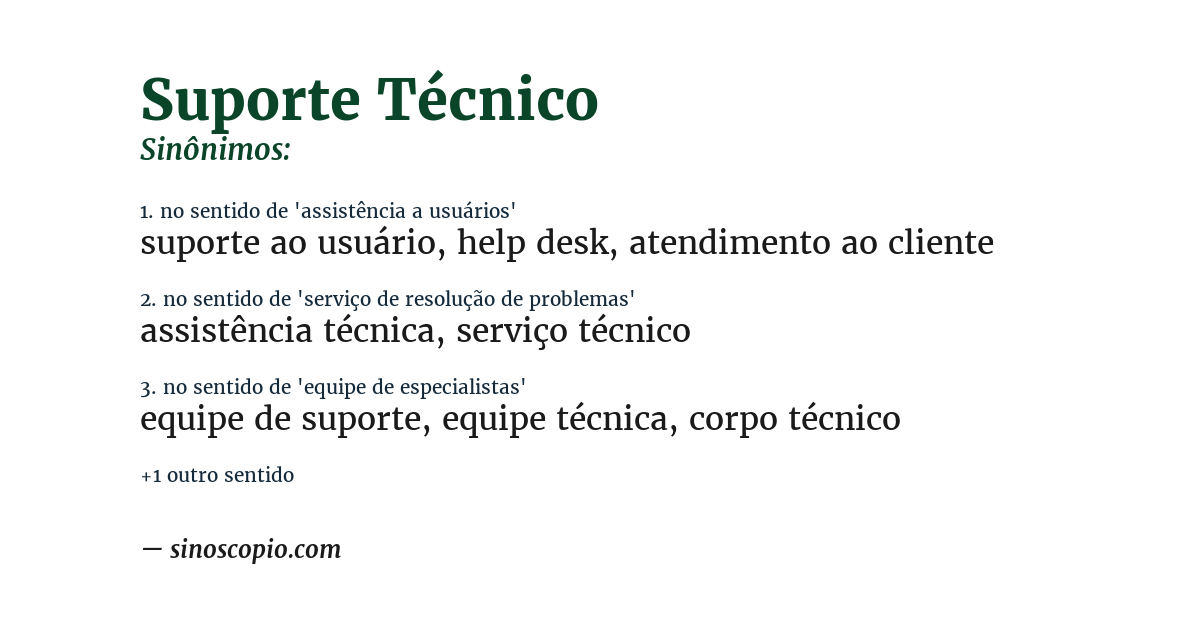 Sinônimo de suporte técnico