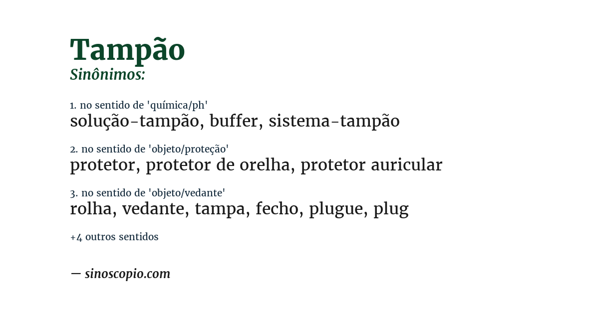 Sinônimo de tampão