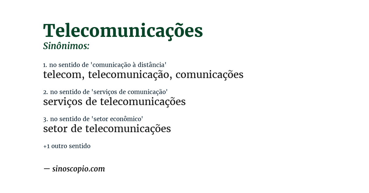Sinônimo de telecomunicações