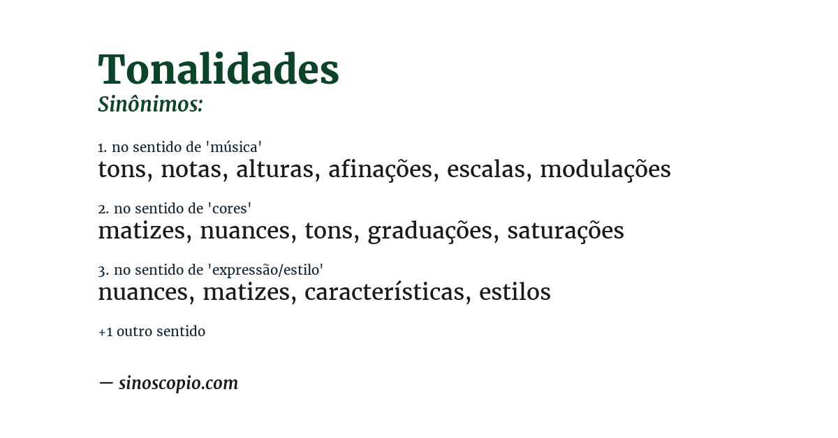 Sinônimo de tonalidades