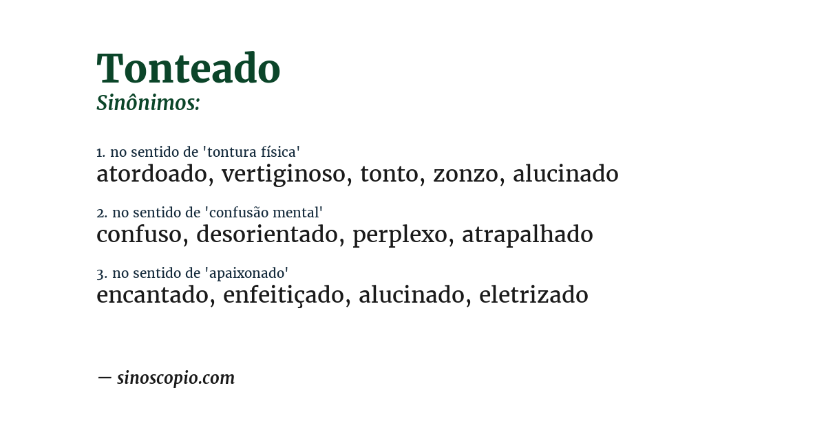Sinônimo de tonteado