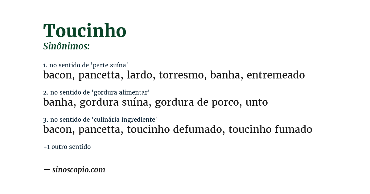 Sinônimo de toucinho