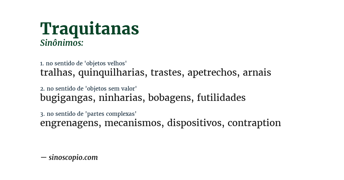 Sinônimo de traquitanas