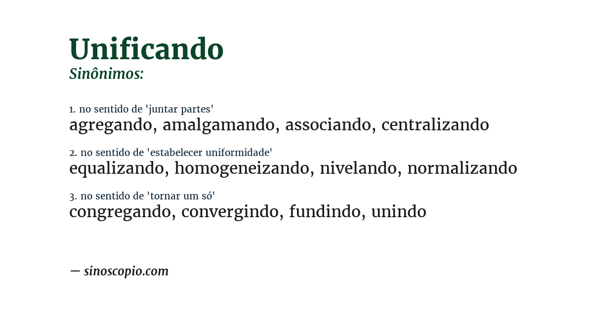Sinônimo de unificando