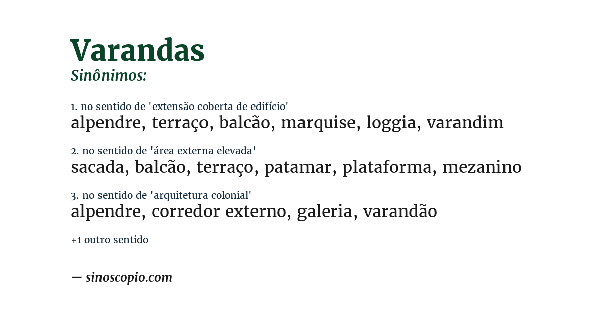 Sinônimo de varandas