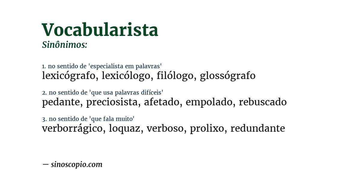 Sinônimo de vocabularista
