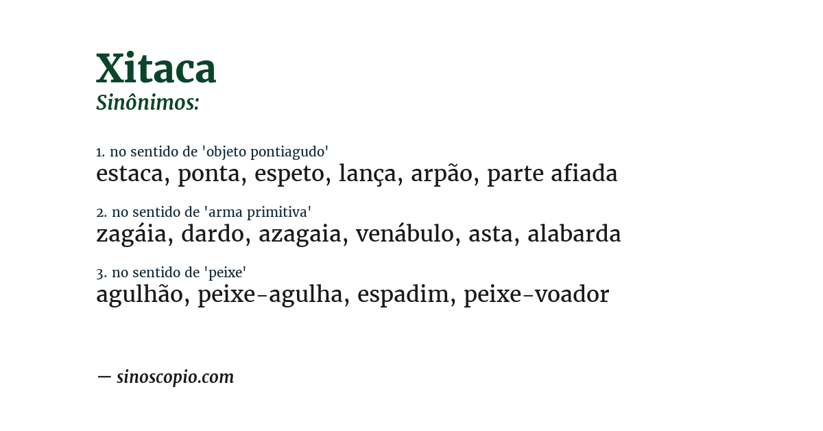 Sinônimo de xitaca