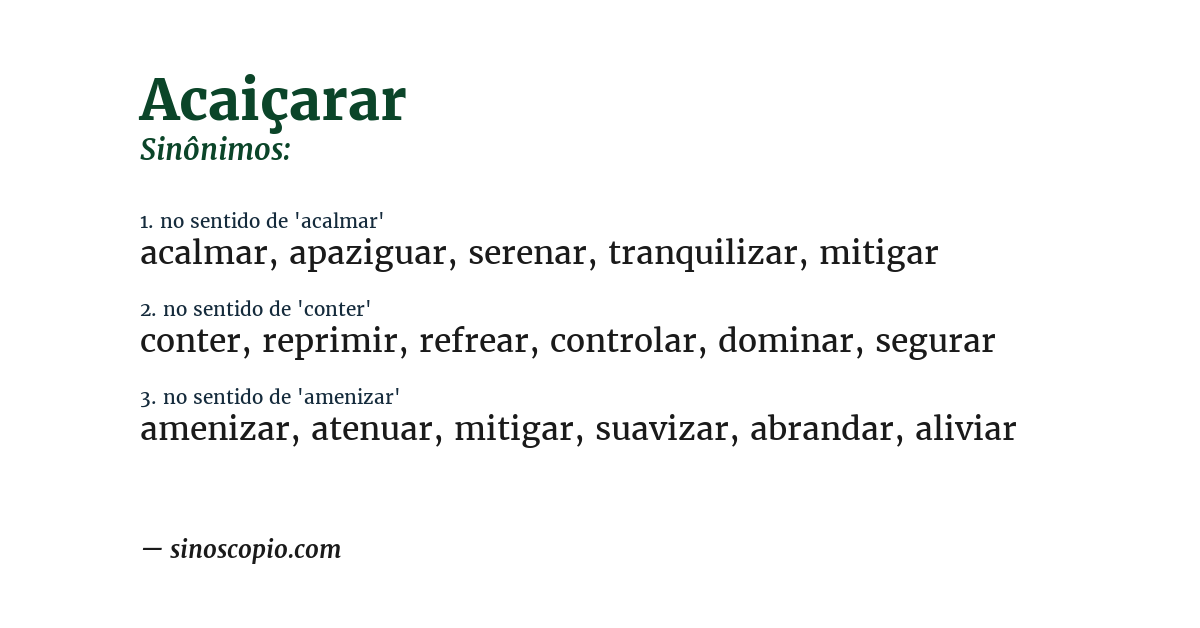 Sinônimo de acaiçarar