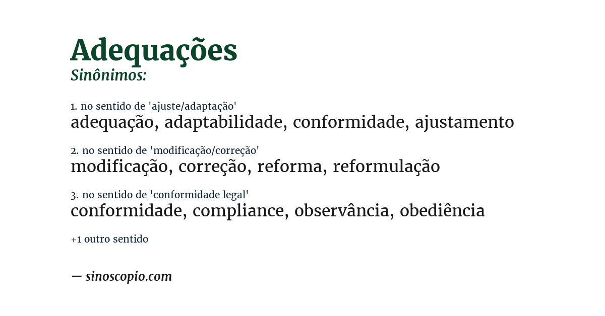 Sinônimo de adequações