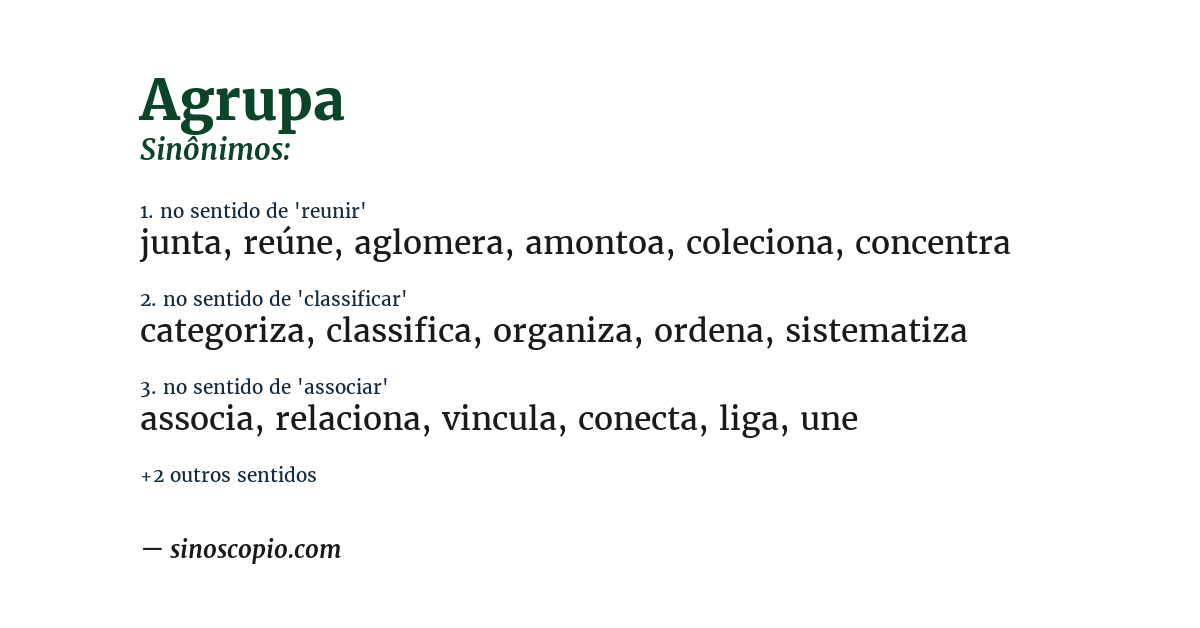 Sinônimo de agrupa