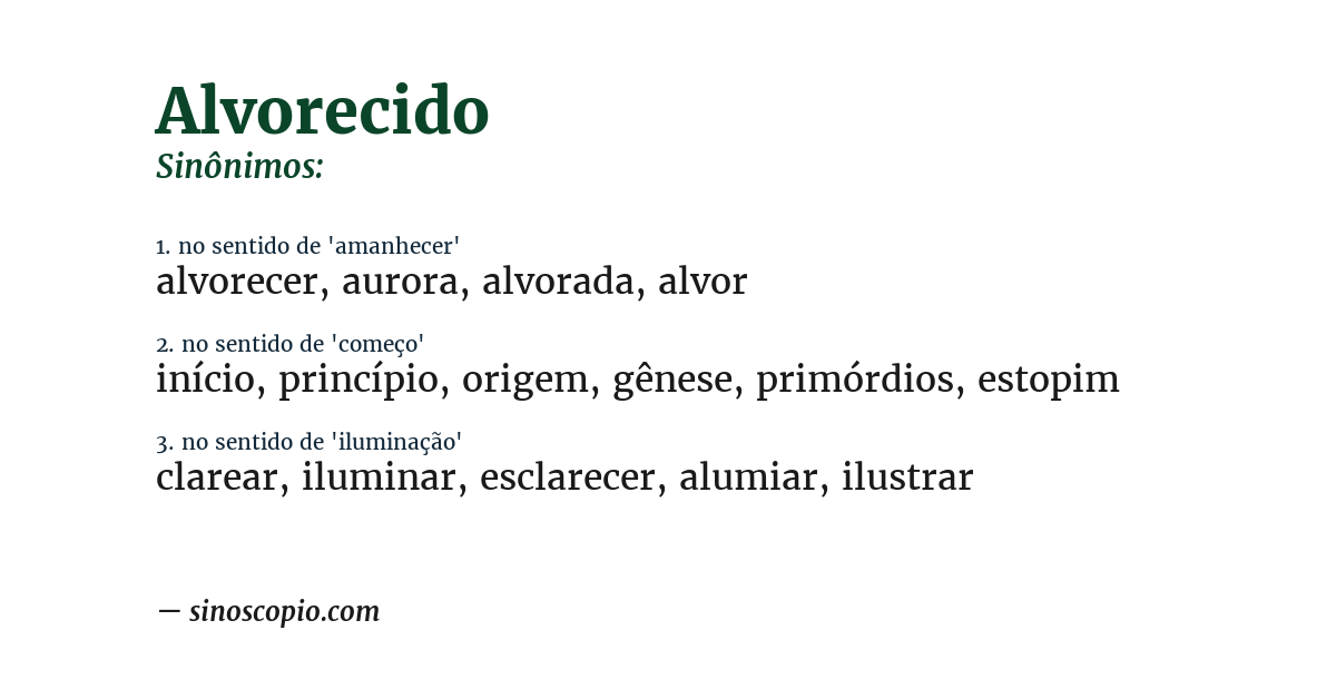 Sinônimo de alvorecido