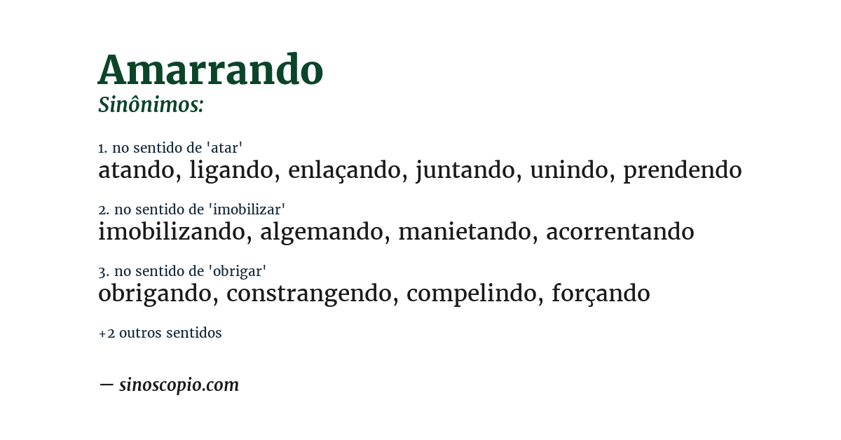 Sinônimo de amarrando