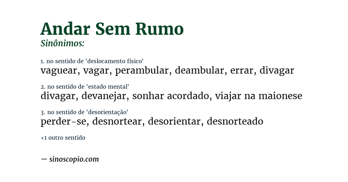 Sinônimo de andar sem rumo