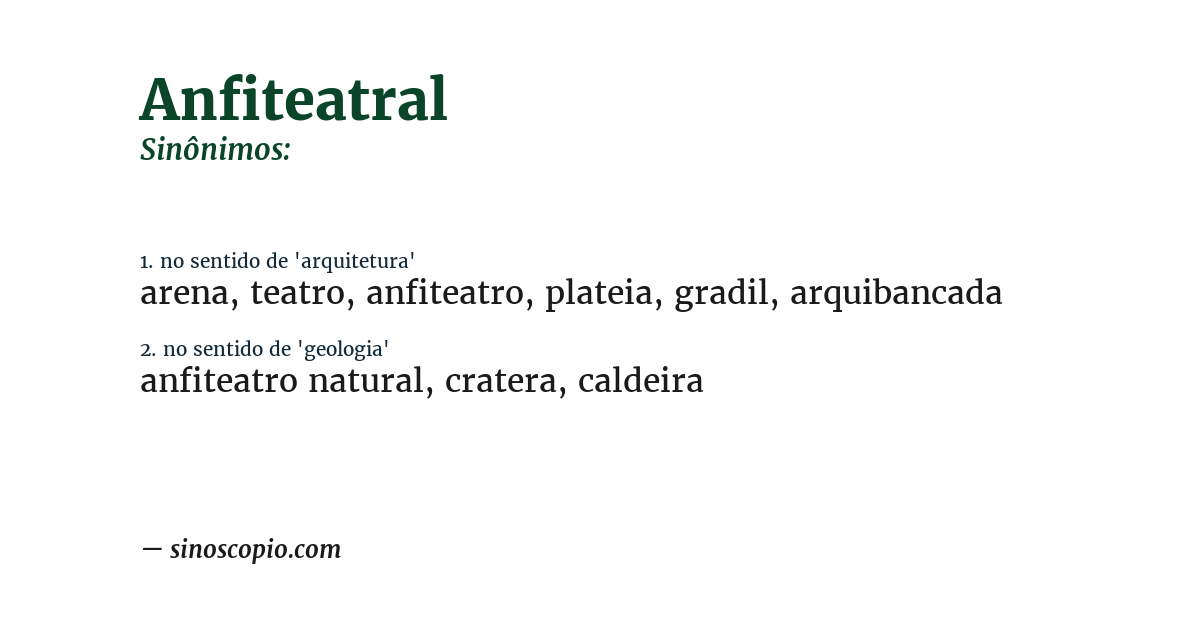 Sinônimo de anfiteatral