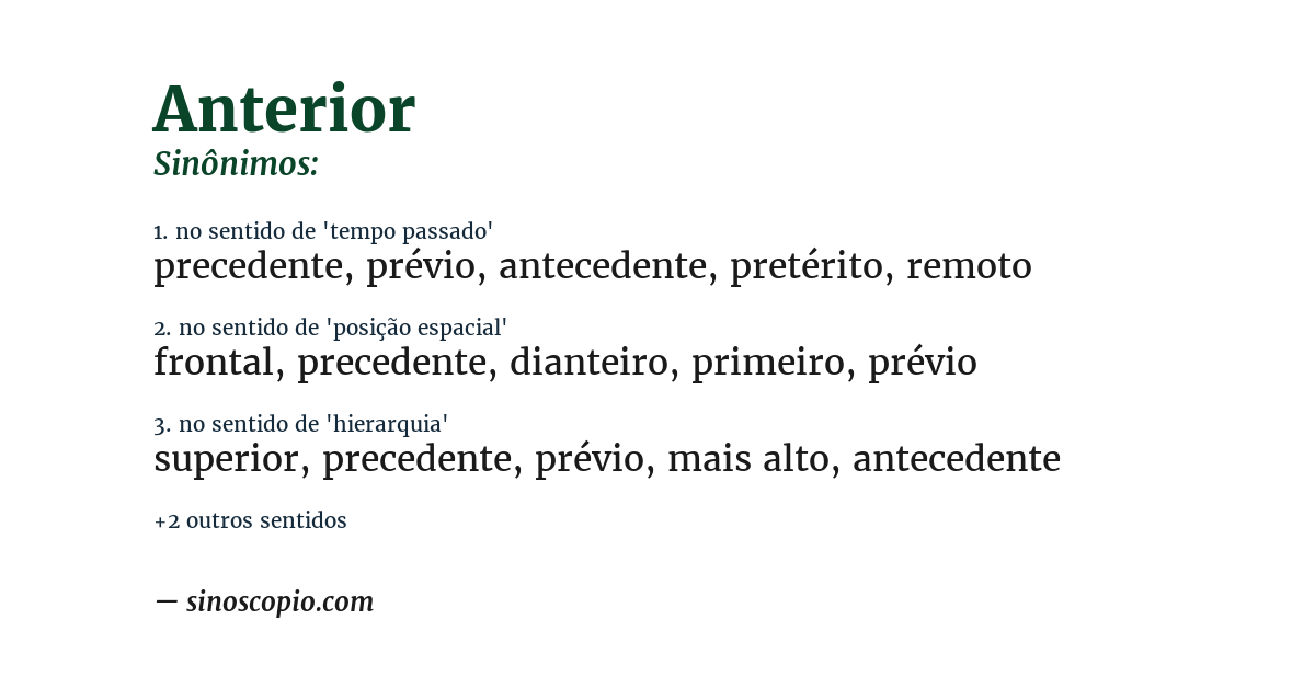 Sinônimo de anterior