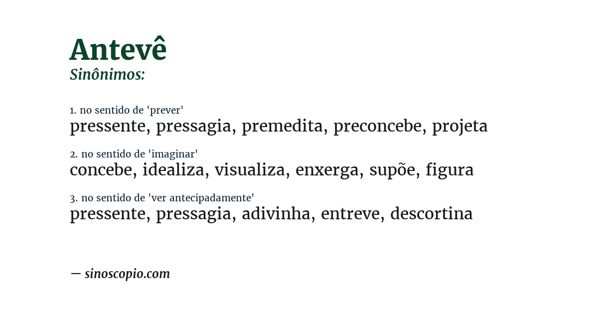 Sinônimo de antevê