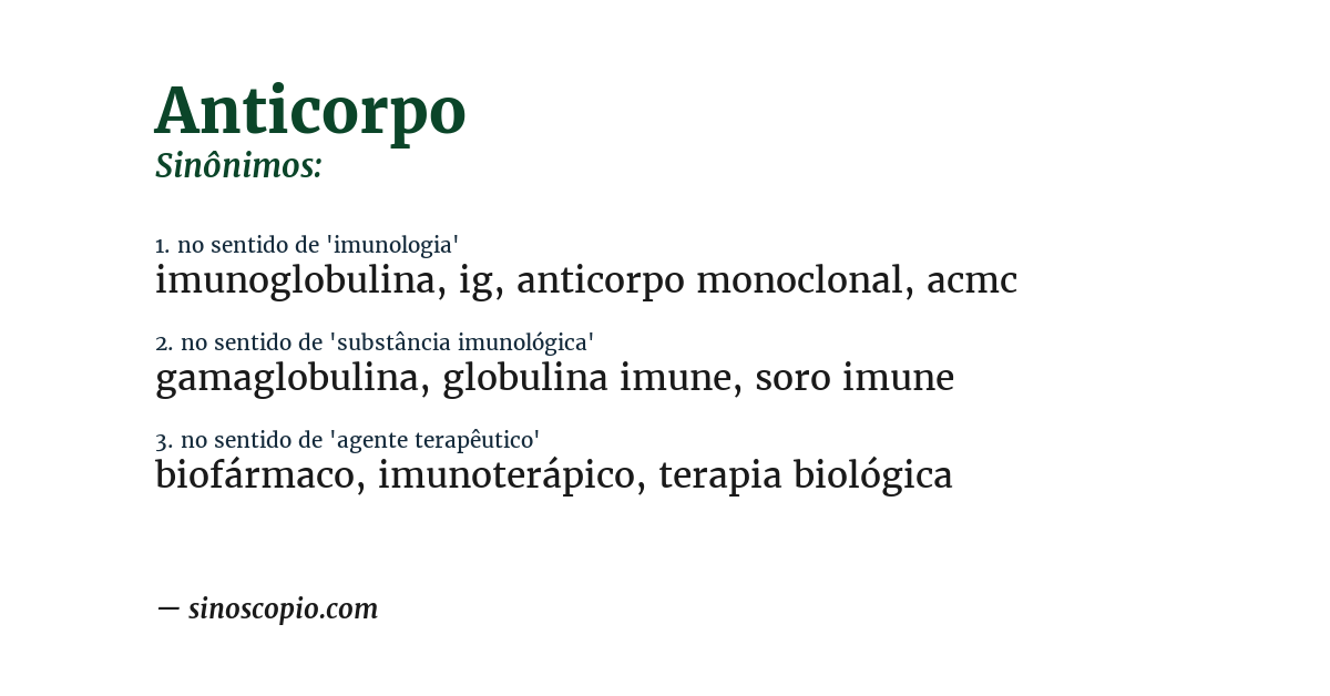 Sinônimo de anticorpo