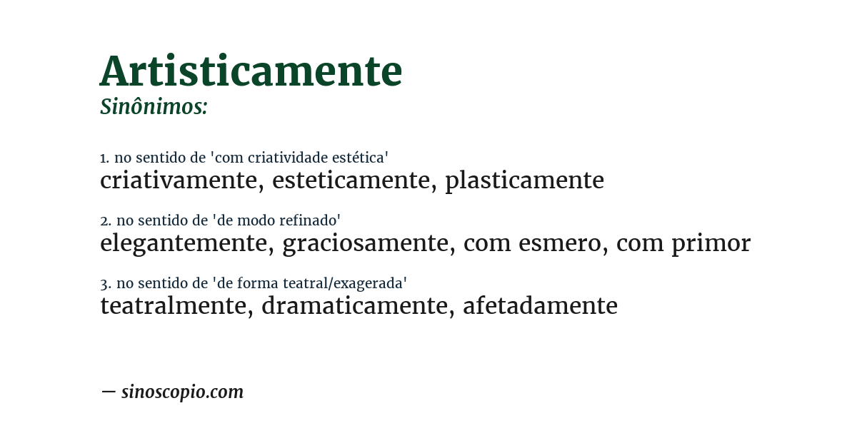 Sinônimo de artisticamente