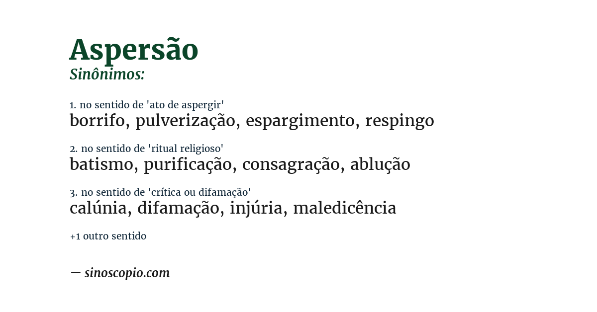 Sinônimo de aspersão