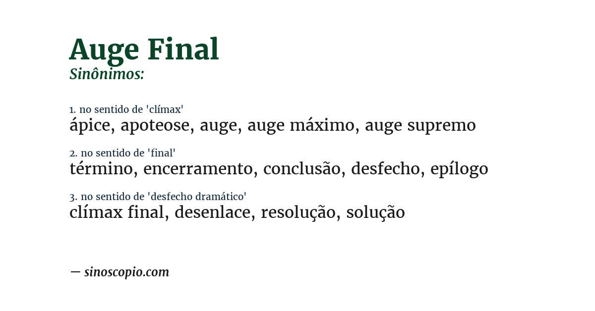 Sinônimo de auge final