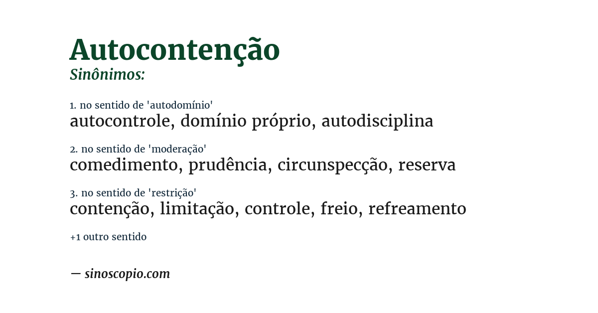 Sinônimo de autocontenção