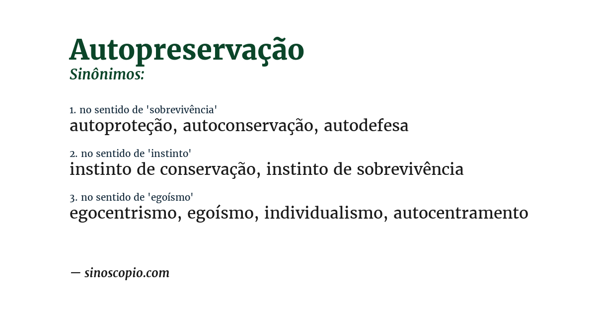 Sinônimo de autopreservação