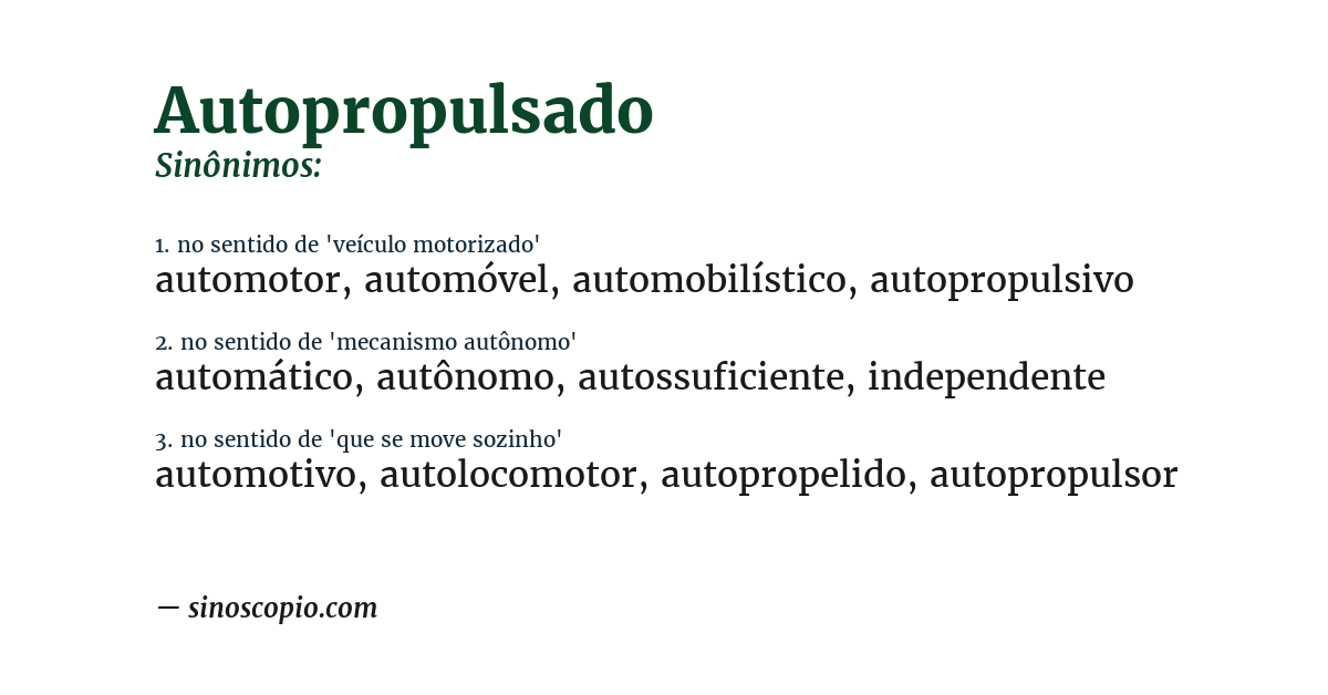 Sinônimo de autopropulsado