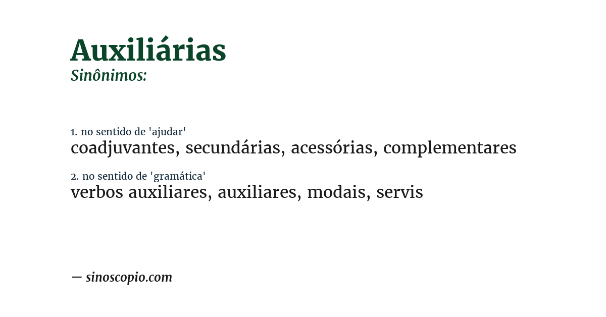 Sinônimo de auxiliárias