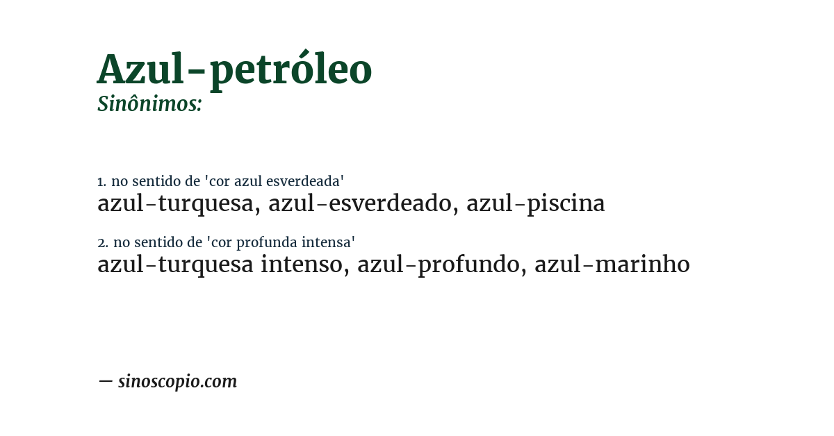 Sinônimo de azul-petróleo
