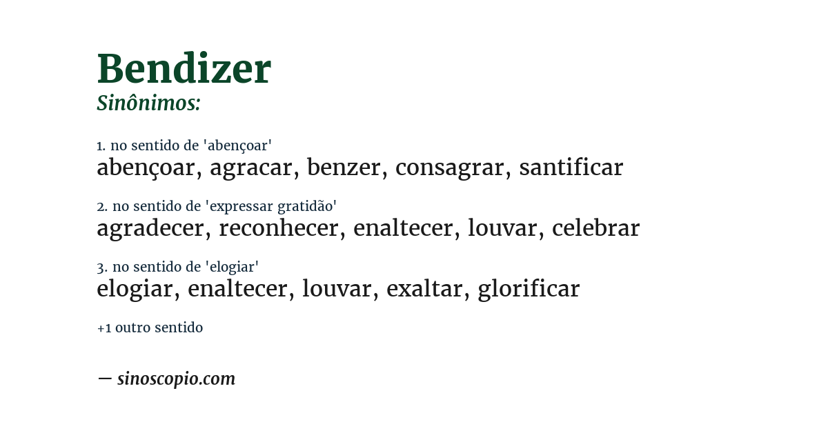 Sinônimo de bendizer