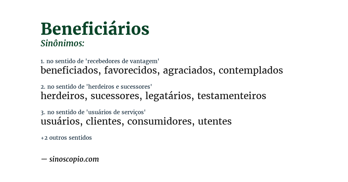 Sinônimo de beneficiários