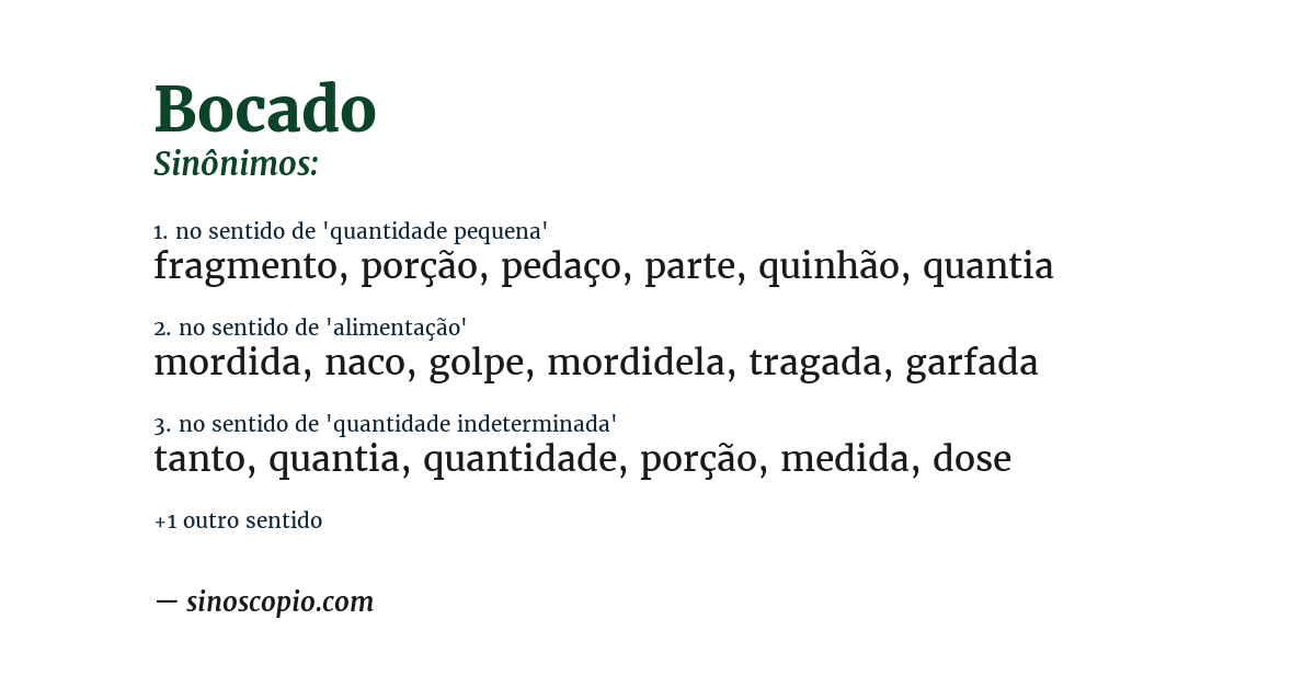 Sinônimo de bocado